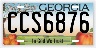 GA license plate CCS6876