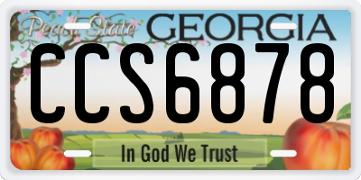 GA license plate CCS6878
