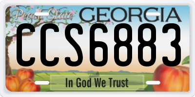 GA license plate CCS6883