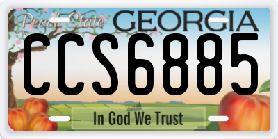 GA license plate CCS6885