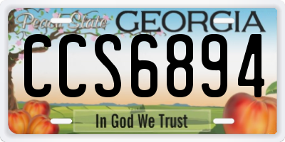 GA license plate CCS6894