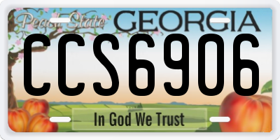 GA license plate CCS6906