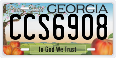 GA license plate CCS6908