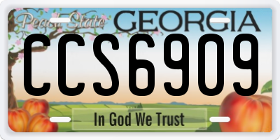 GA license plate CCS6909