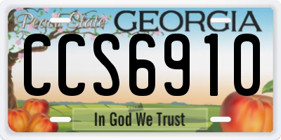 GA license plate CCS6910