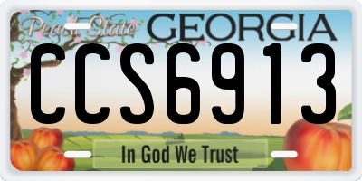 GA license plate CCS6913