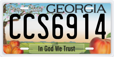 GA license plate CCS6914