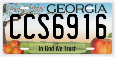 GA license plate CCS6916