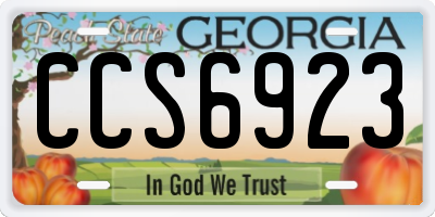GA license plate CCS6923