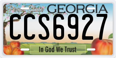 GA license plate CCS6927