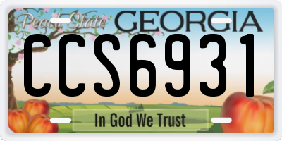 GA license plate CCS6931