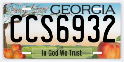 GA license plate CCS6932
