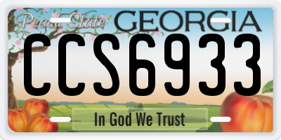 GA license plate CCS6933