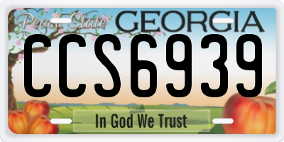 GA license plate CCS6939
