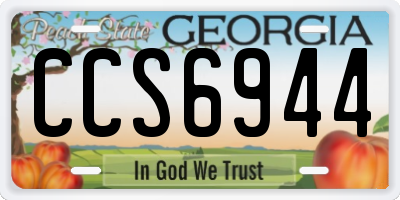 GA license plate CCS6944