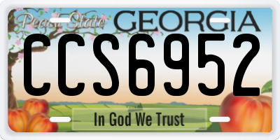 GA license plate CCS6952