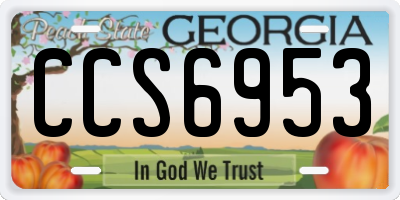 GA license plate CCS6953