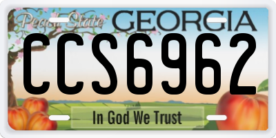 GA license plate CCS6962