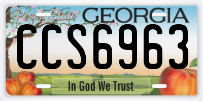 GA license plate CCS6963