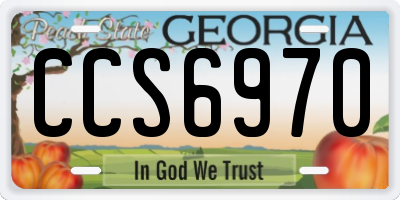 GA license plate CCS6970