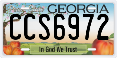 GA license plate CCS6972