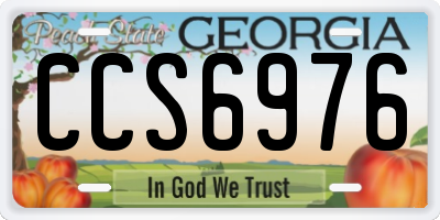 GA license plate CCS6976
