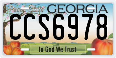 GA license plate CCS6978