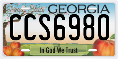 GA license plate CCS6980