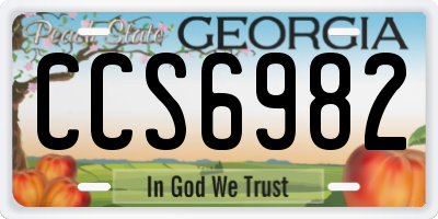 GA license plate CCS6982