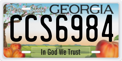 GA license plate CCS6984