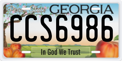 GA license plate CCS6986