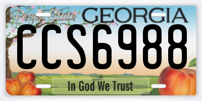 GA license plate CCS6988