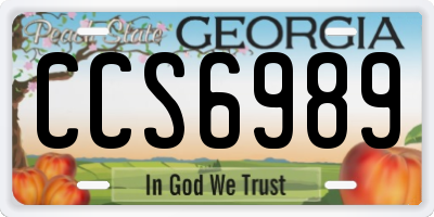 GA license plate CCS6989