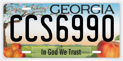GA license plate CCS6990
