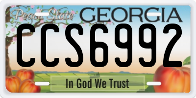 GA license plate CCS6992