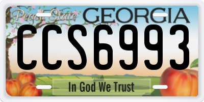 GA license plate CCS6993