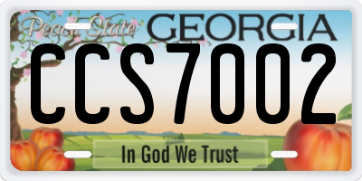 GA license plate CCS7002