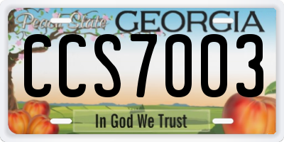 GA license plate CCS7003