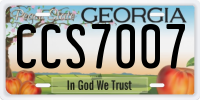 GA license plate CCS7007