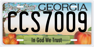 GA license plate CCS7009
