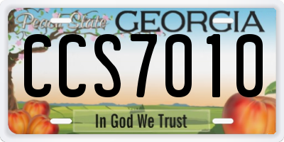 GA license plate CCS7010