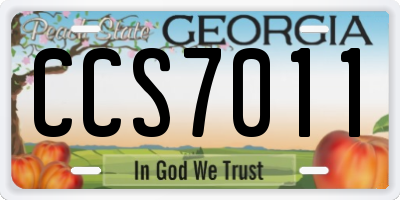 GA license plate CCS7011