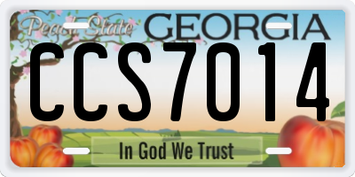 GA license plate CCS7014