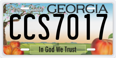 GA license plate CCS7017