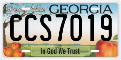 GA license plate CCS7019