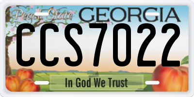 GA license plate CCS7022