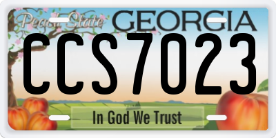 GA license plate CCS7023