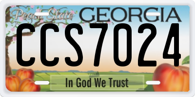 GA license plate CCS7024