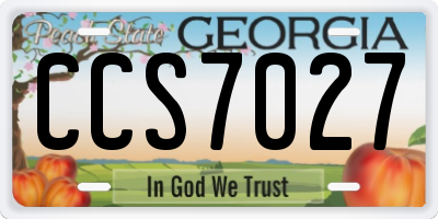 GA license plate CCS7027