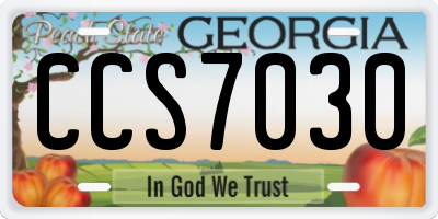 GA license plate CCS7030